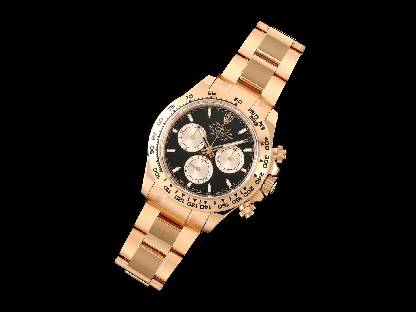Daytona 126505 VSF 1:1 Best Edition 904L Steel Black/RG Dial on RG Braclet VS4131 V2 (Weighted)