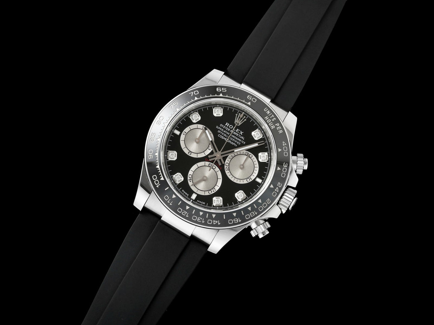 Daytona 126519 ARF 1:1 Best Edition Black/Silver Diamonds Dial on Oysterflex Strap DD4131
