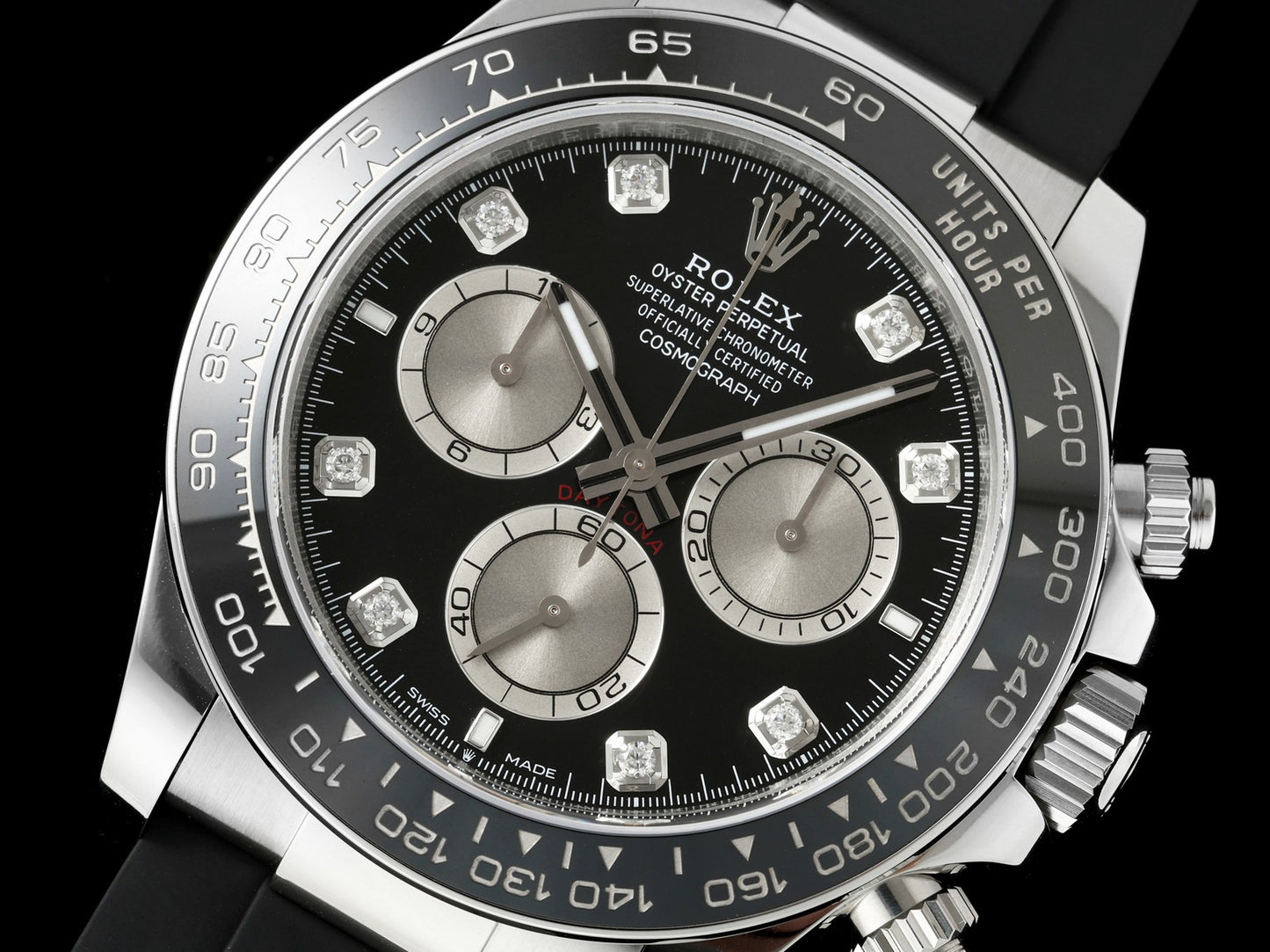 Daytona 126519 ARF 1:1 Best Edition Black/Silver Diamonds Dial on Oysterflex Strap DD4131