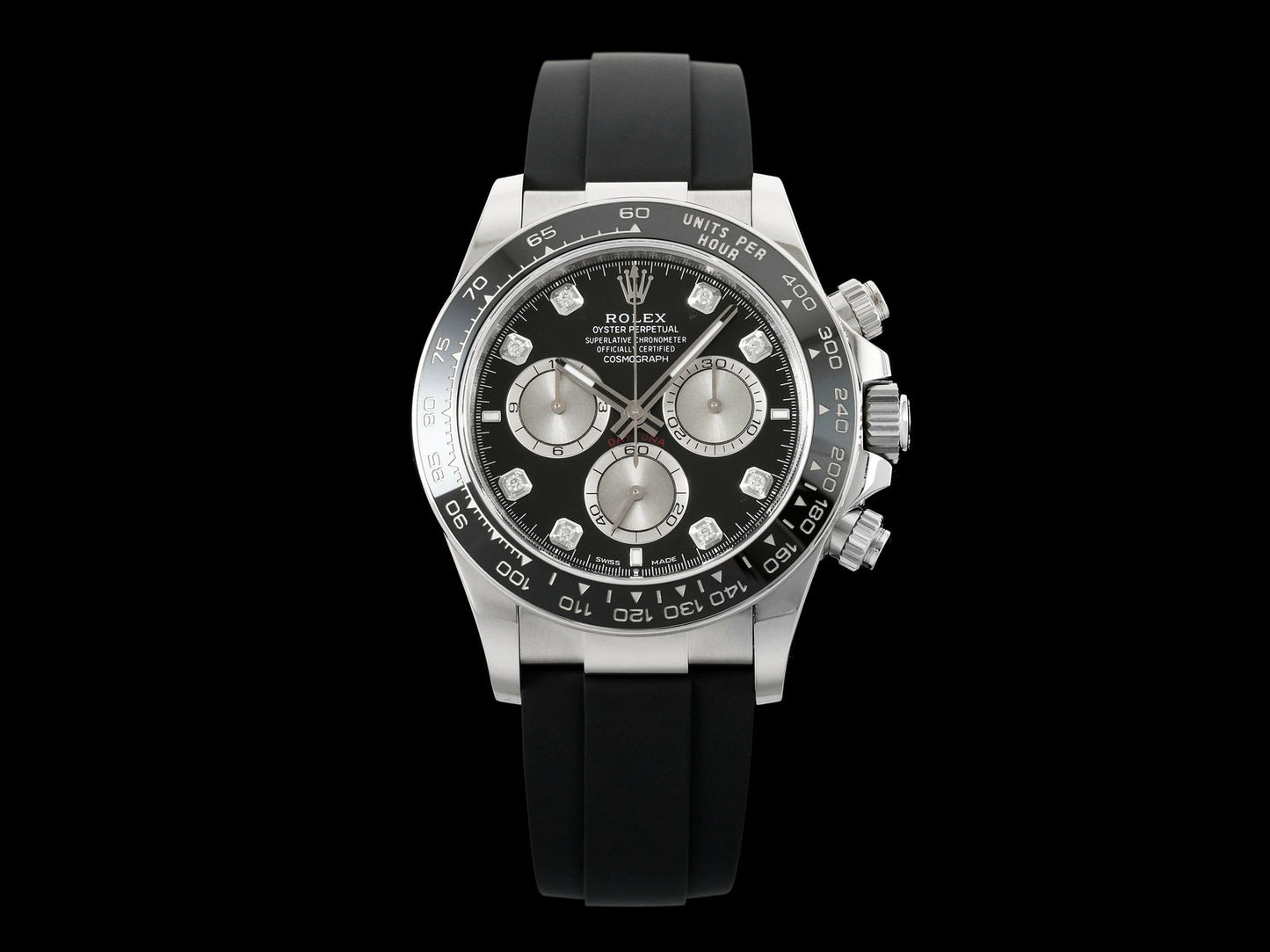Daytona 126519 ARF 1:1 Best Edition Black/Silver Diamonds Dial on Oysterflex Strap DD4131