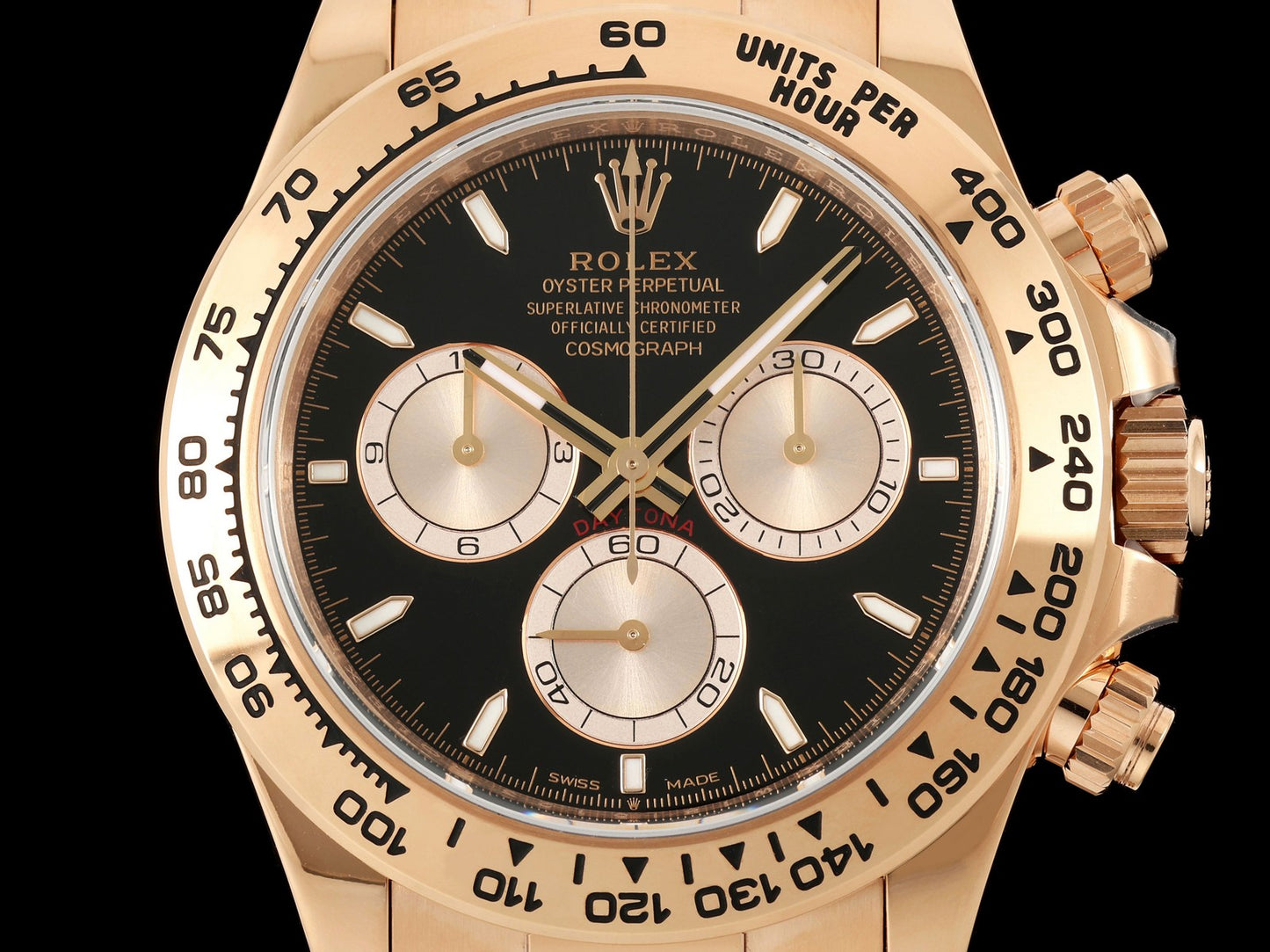Daytona 126505 VSF 1:1 Best Edition 904L Steel Black/RG Dial on RG Braclet VS4131 V2 (Weighted)