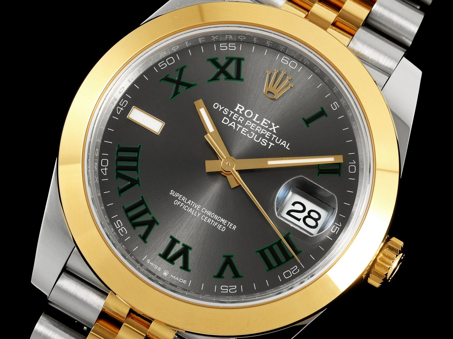 DateJust 41 126333 QF 1:1 Best Edition 904L Steel Gray Dial Green Roman on Jubilee Bracelet QF3235 (149g)