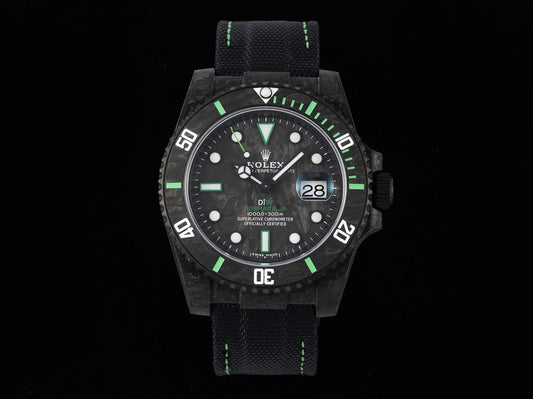 Submariner DIW Carbon VSF 1:1 Best Edition Black/Green Dial on Black Nylon Strap VS3135