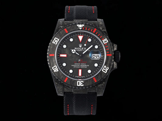 Submariner DIW Carbon VSF 1:1 Best Edition Black/Red Dial on Black Nylon Strap VS3135