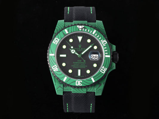 Submariner DIW Green Carbon VSF 1:1 Best Edition Black Dial on Black Nylon Strap VS3135